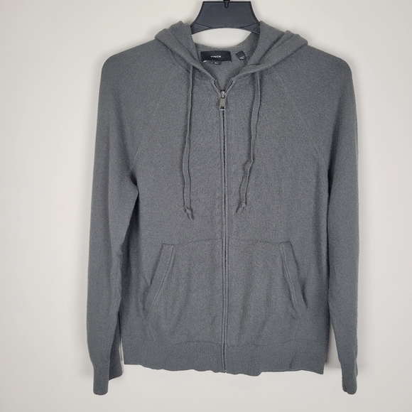 Vince Tops - Vince Wool Cashmere Full Zip Up Hoodie Sweater Womens Medium Gray